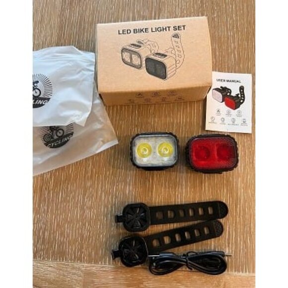 New Bike Lights, Rechargeable Bicycle Lights Set Super Bright 8+12 Modes, IPX6 - Picture 2 of 2